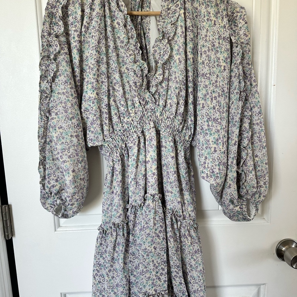 Storia Lavender Floral Smocked Dress